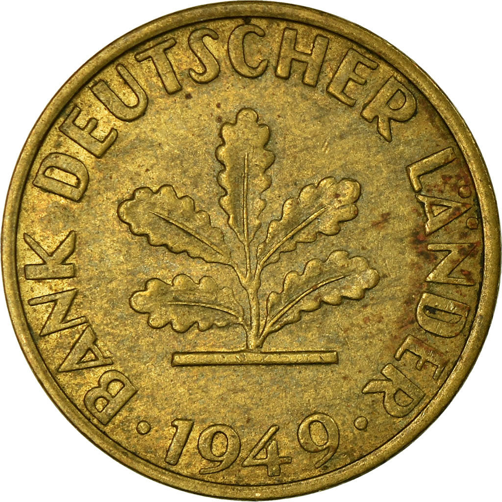 Moneta, Niemcy - RFN, 5 Pfennig, 1949, Stuttgart, EF(40-45), Mosiądz powlekany