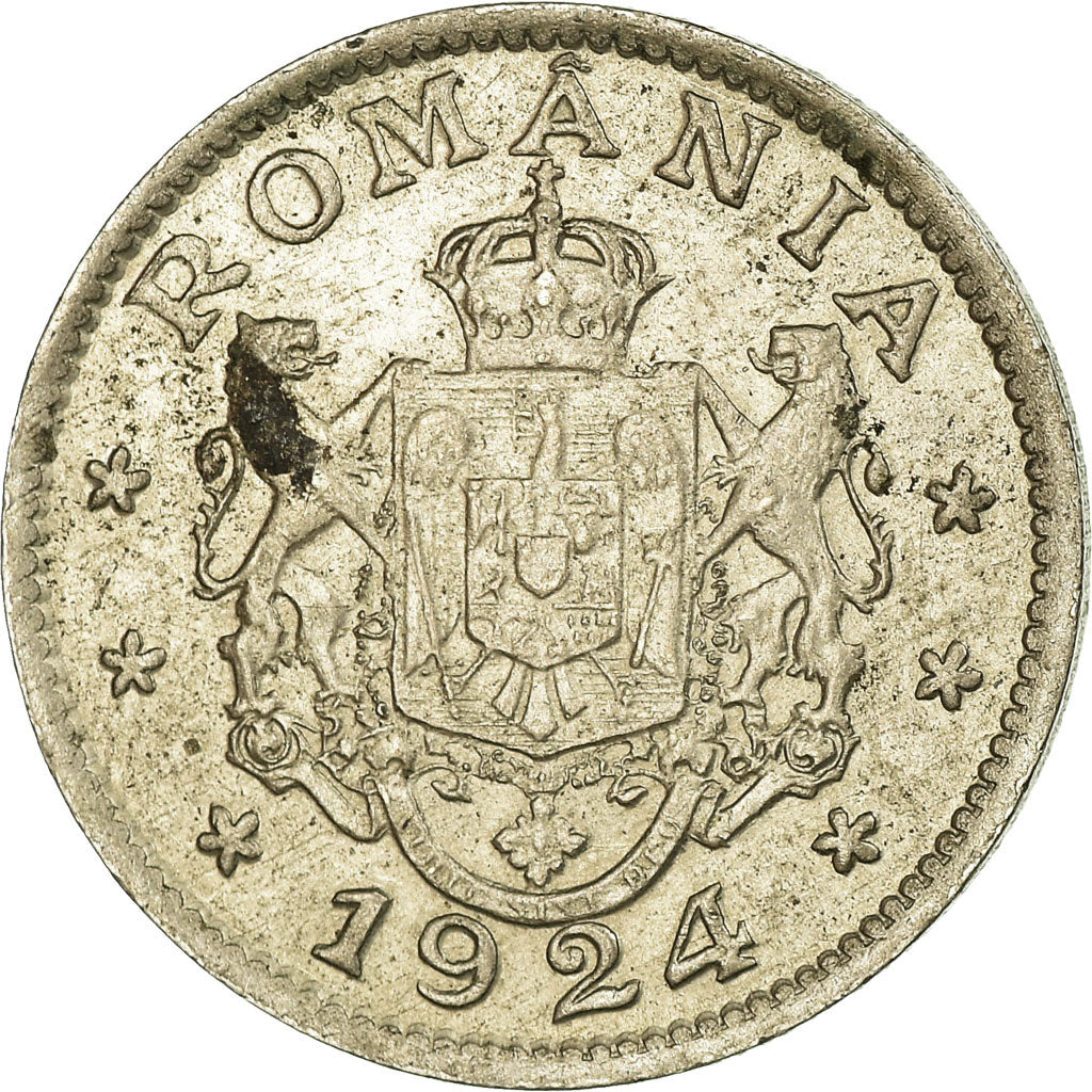 Moeda, Roménia, Ferdinand I, Leu, 1924, AU(55-58), Cobre-níquel, KM:46