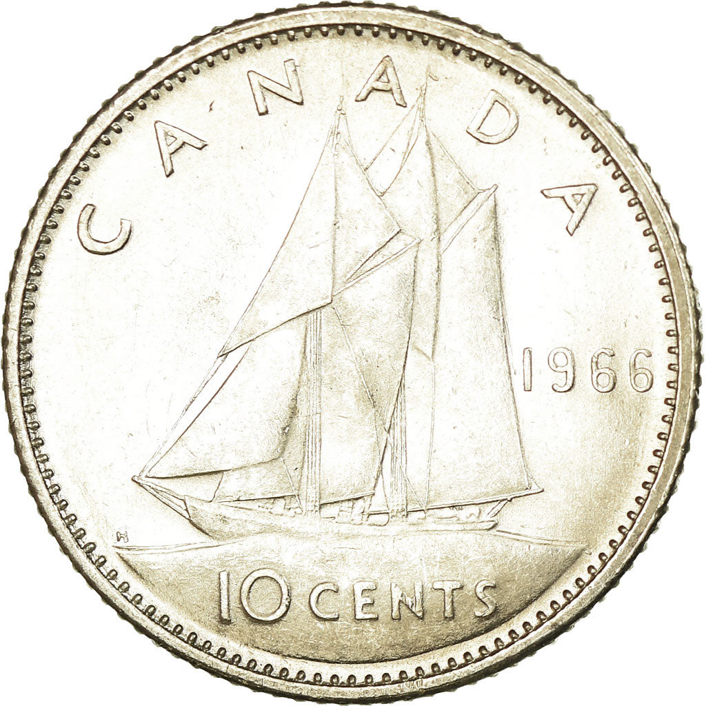Coin, Canada, Elizabeth II, 10 Cents, 1966, Royal Canadian Mint, Ottawa