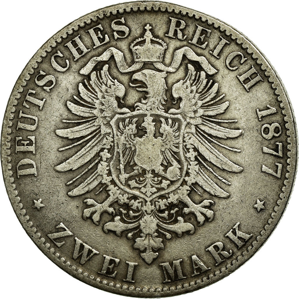 Munten, Duitse staten, SAXONY-ALBERTINE, Albert, 2 Mark, 1877, FR+, Zilver