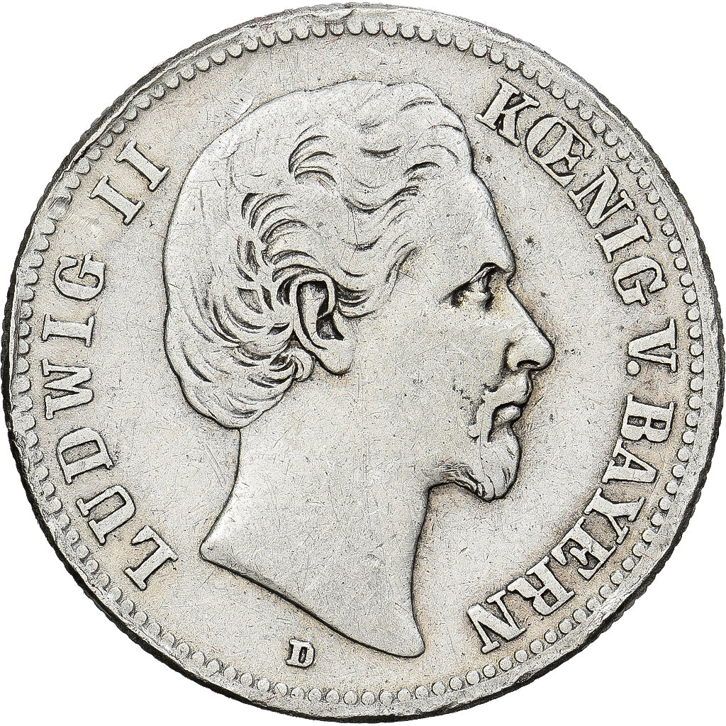 Coin, German States, BAVARIA, Ludwig II, 2 Mark, 1876, Munich, EF(40-45)