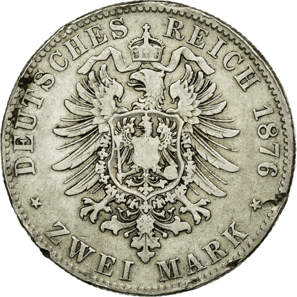 Coin, German States, BAVARIA, Ludwig II, 2 Mark, 1876, Munich, EF(40-45)