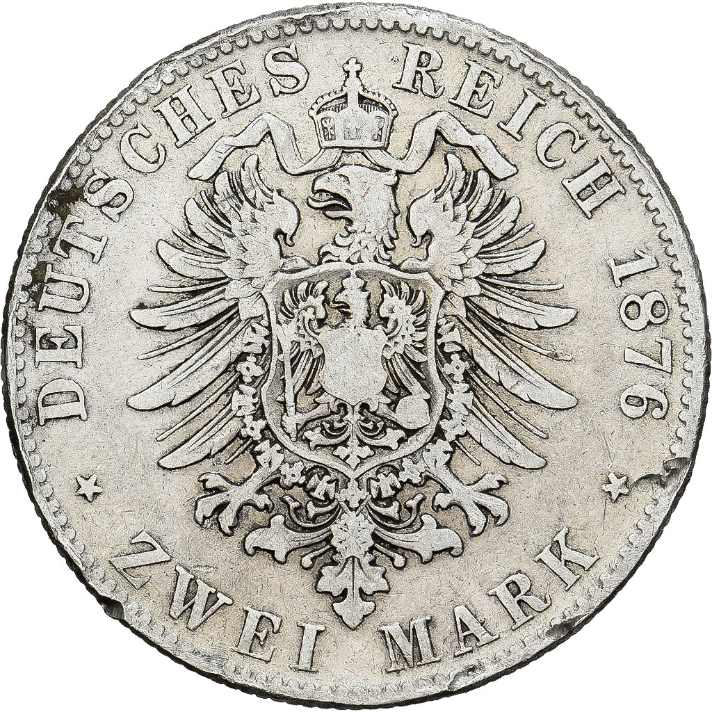 Coin, German States, BAVARIA, Ludwig II, 2 Mark, 1876, Munich, EF(40-45)