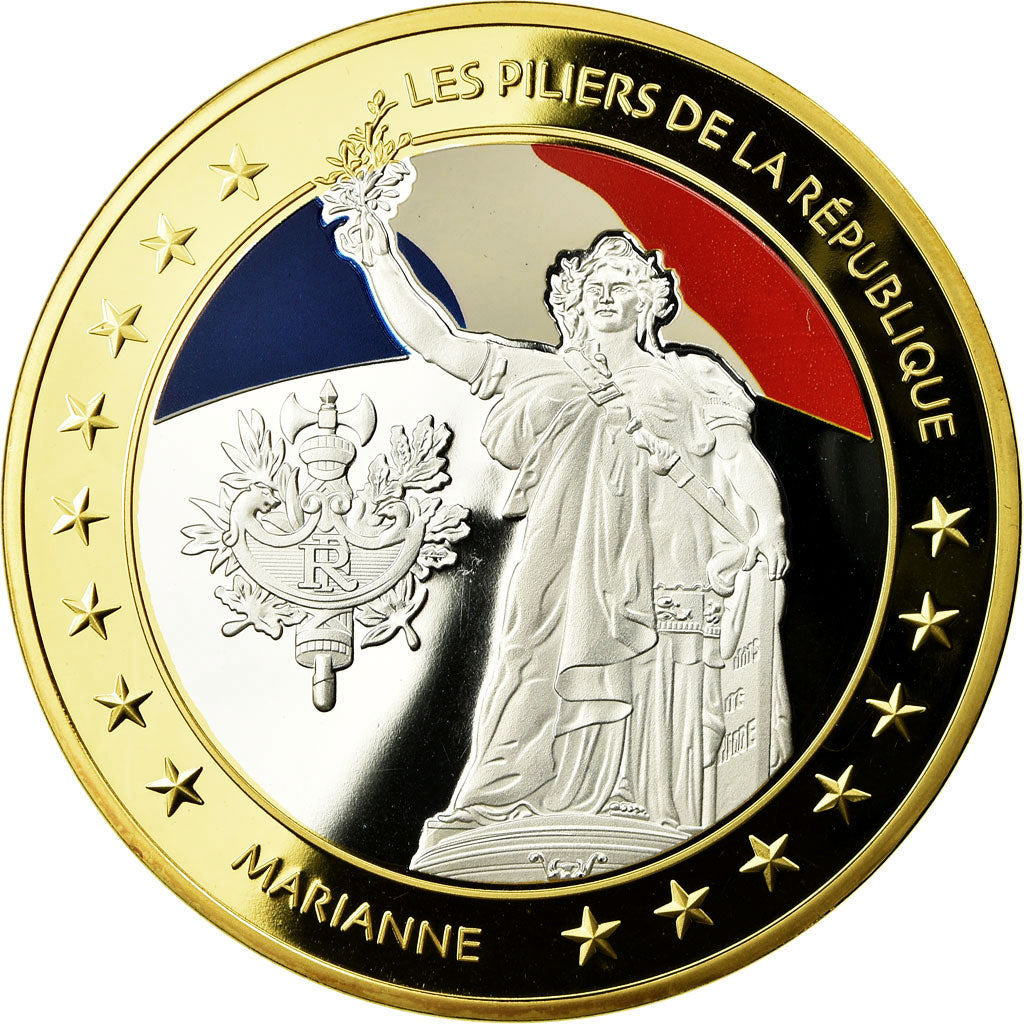 France, Médaille, Les piliers de la République, Marianne, 2015, FDC, Copper
