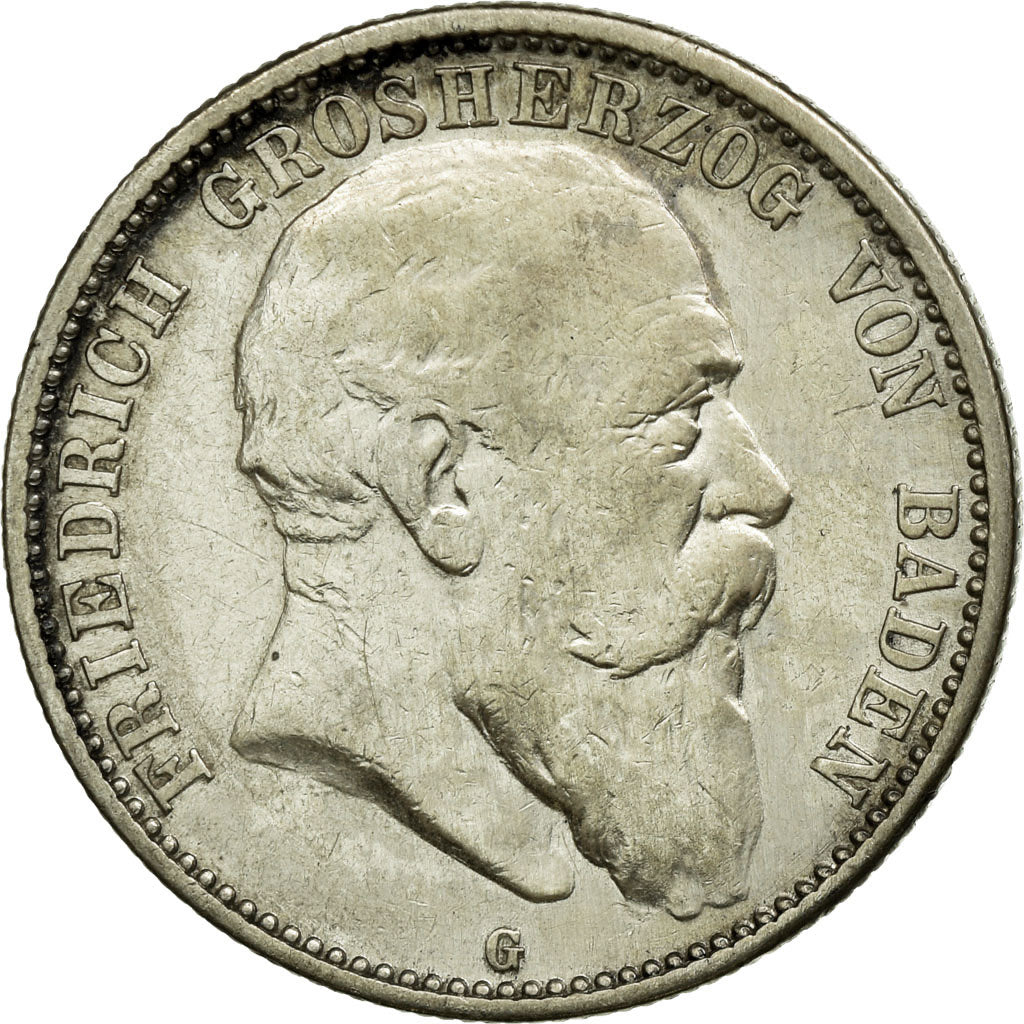 Munten, Duitse staten, BADEN, Friedrich I, 2 Mark, 1903, Stuttgart, ZF+, Zilver