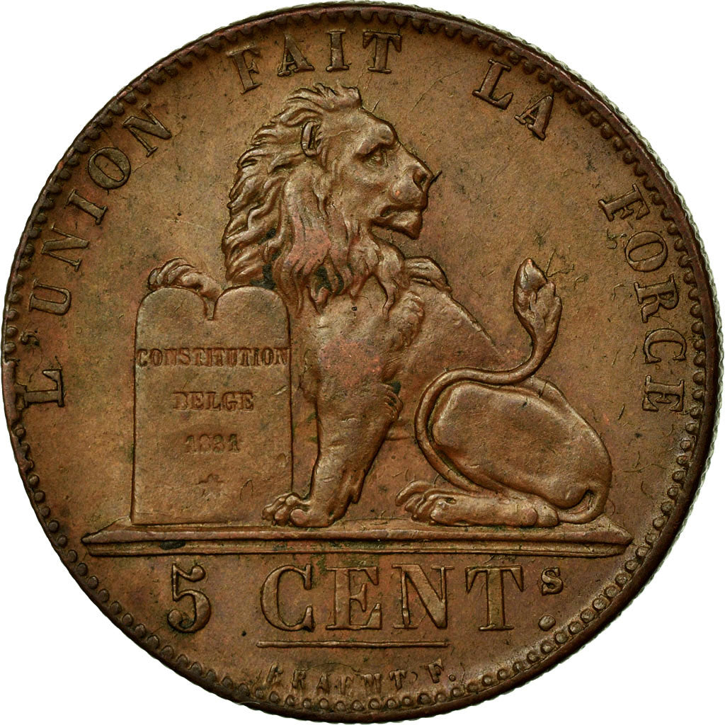 Coin, Belgium, Leopold I, 5 Centimes, 1848, AU(55-58), Copper