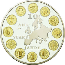 France, Medal, 10 ans de l'Euro, 2012, MS(65-70), Copper Plated Silver