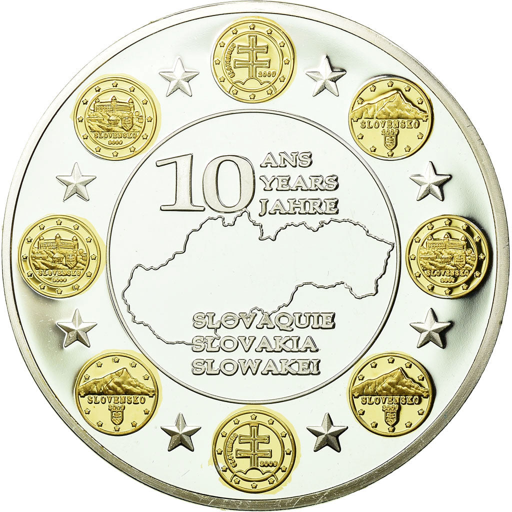 France, Medal, 10 Ans de l'Euro, Slovaquie, 2012, MS(65-70), Copper Plated