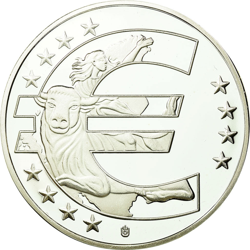 France, Medal, 10 ans de l'Euro, Vatican, 2012, MS(65-70), Copper Plated Silver