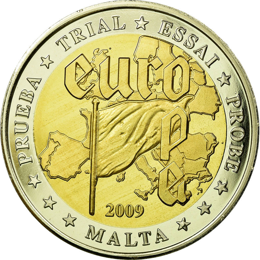 France, Medal, 10 E, Essai-Trial, Malte, 2009, MS(65-70), Bi-Metallic