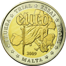 France, Medal, 10 E, Essai-Trial, Malte, 2009, MS(65-70), Bi-Metallic