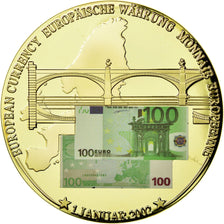 France, Médaille, Monnaie Européenne, Billet de 100 Euro, 2002, FDC, Copper
