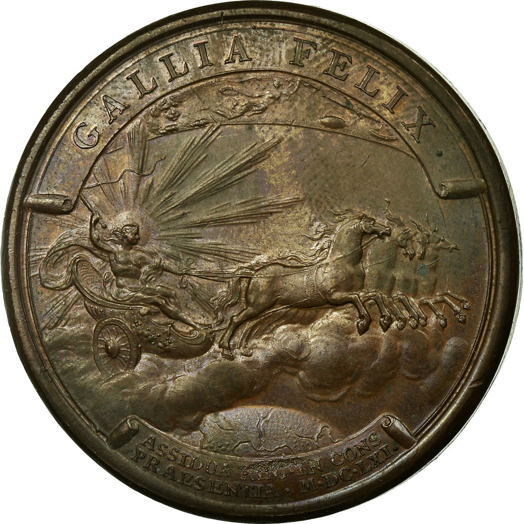 France, Médaille, Louis XIV, Conseil du Roi, Assiduité du Roi, 1661, Cuivre