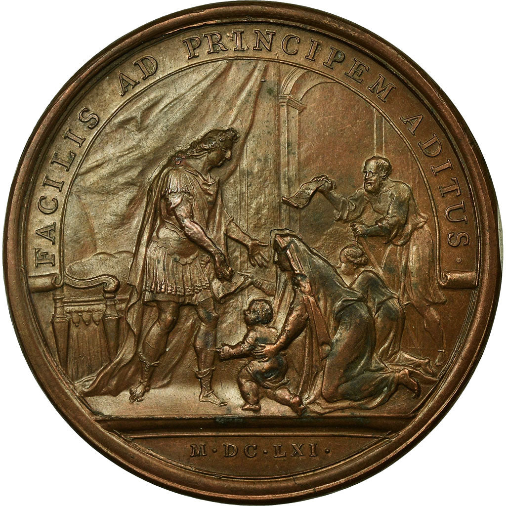 France, Medal, Louis XIV, Le Roi Accessible à tous ses Sujets, 1661, Copper