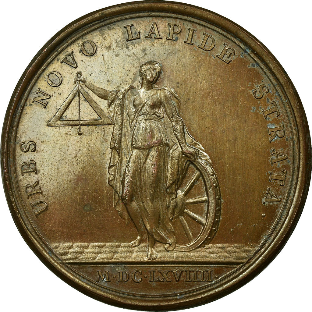 France, Medal, Louis XIV, Le Nouveau Pavé de Paris, 1669, Copper, Mauger
