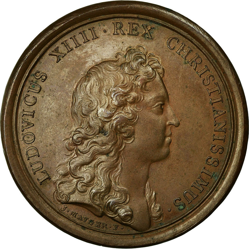 Francja, medal, Louis XIV, La Majorité du Roi, 1651, Miedź, Mauger, AU(50-53)