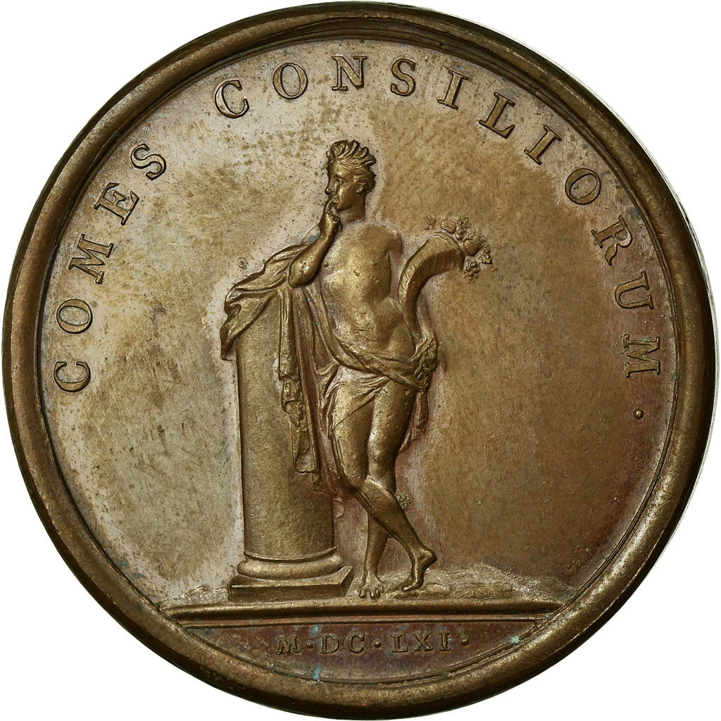 France, Médaille, Louis XIV, Le Secret des Conseils du Roi, 1661, Cuivre