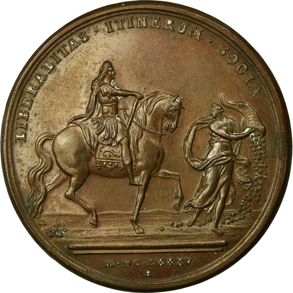 Francia, medaglia, Louis XIV, Libéralité du Roi dans ses Voyages, 1685, Rame