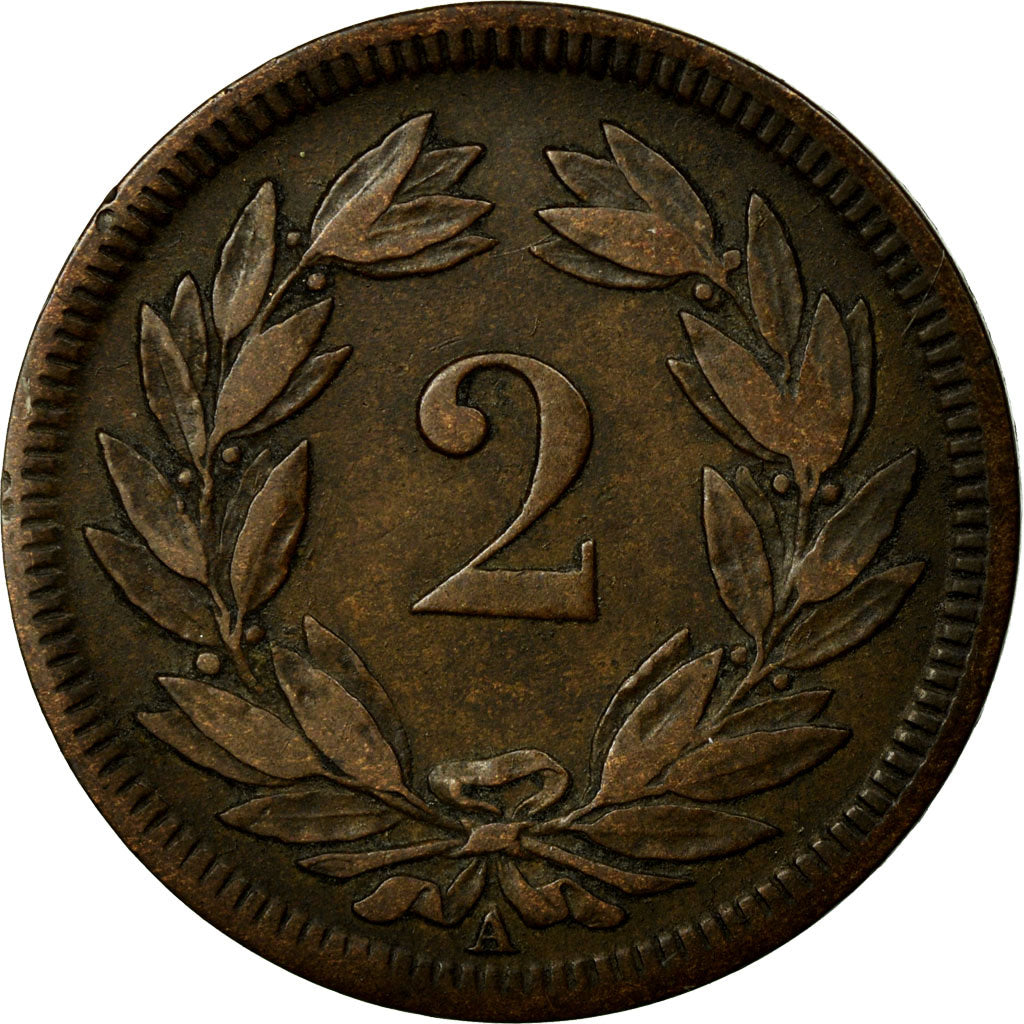 Coin, Switzerland, 2 Rappen, 1851, Paris, EF(40-45), Bronze