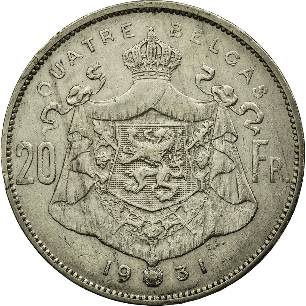 Monnaie, Belgique, 20 Francs, 20 Frank, 1931, TTB, Nickel
