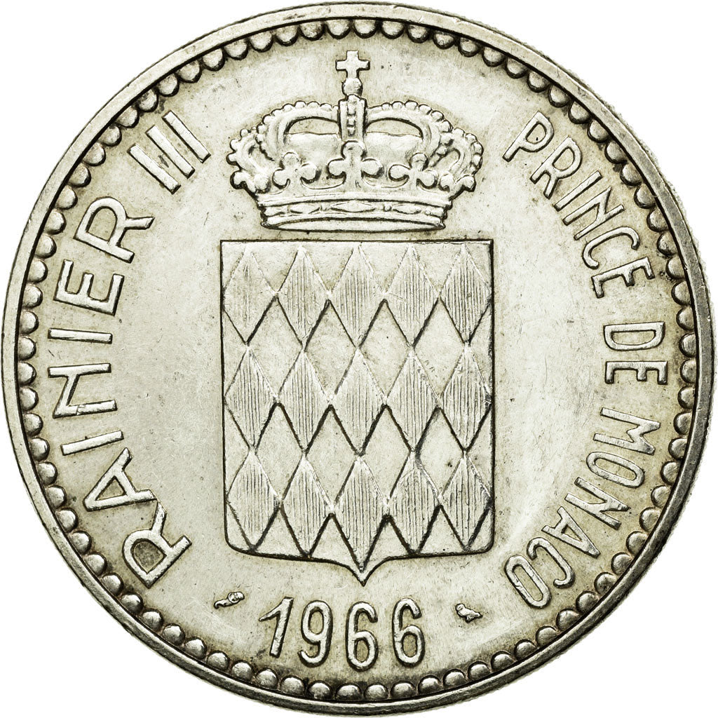Munten, Monaco, Rainier III, 10 Francs, 1966, PR+, Zilver, Gadoury:155