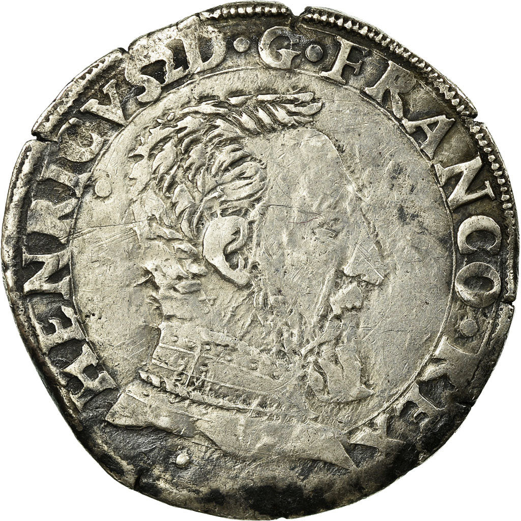 France, Henri II, Teston à la tête nue, 1553, Toulouse, Silver, VF(30-35)