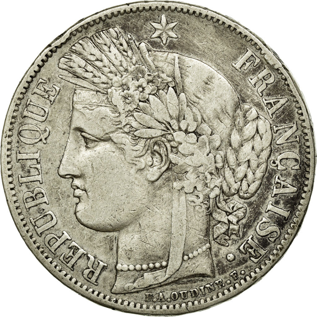 Coin, France, Cérès, 5 Francs, 1850, Strasbourg, EF(40-45), Silver