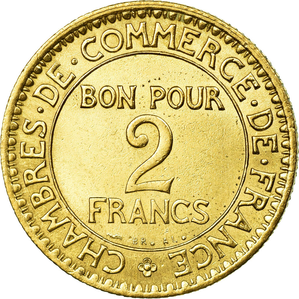 Münze, Frankreich, Chambre de commerce, 2 Francs, 1921, VZ+, Aluminum-Bronze
