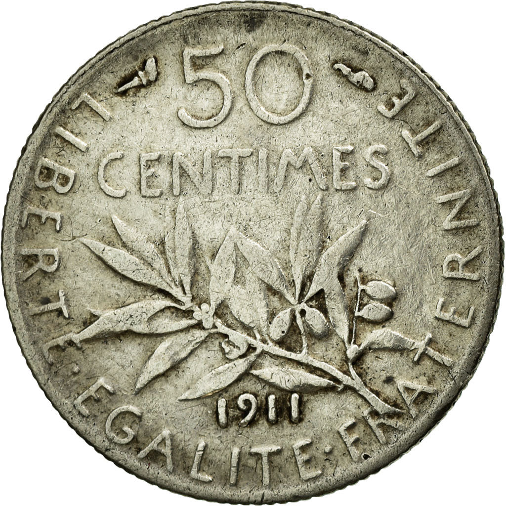 Coin, France, Semeuse, 50 Centimes, 1911, VF(30-35), Silver, Gadoury:420