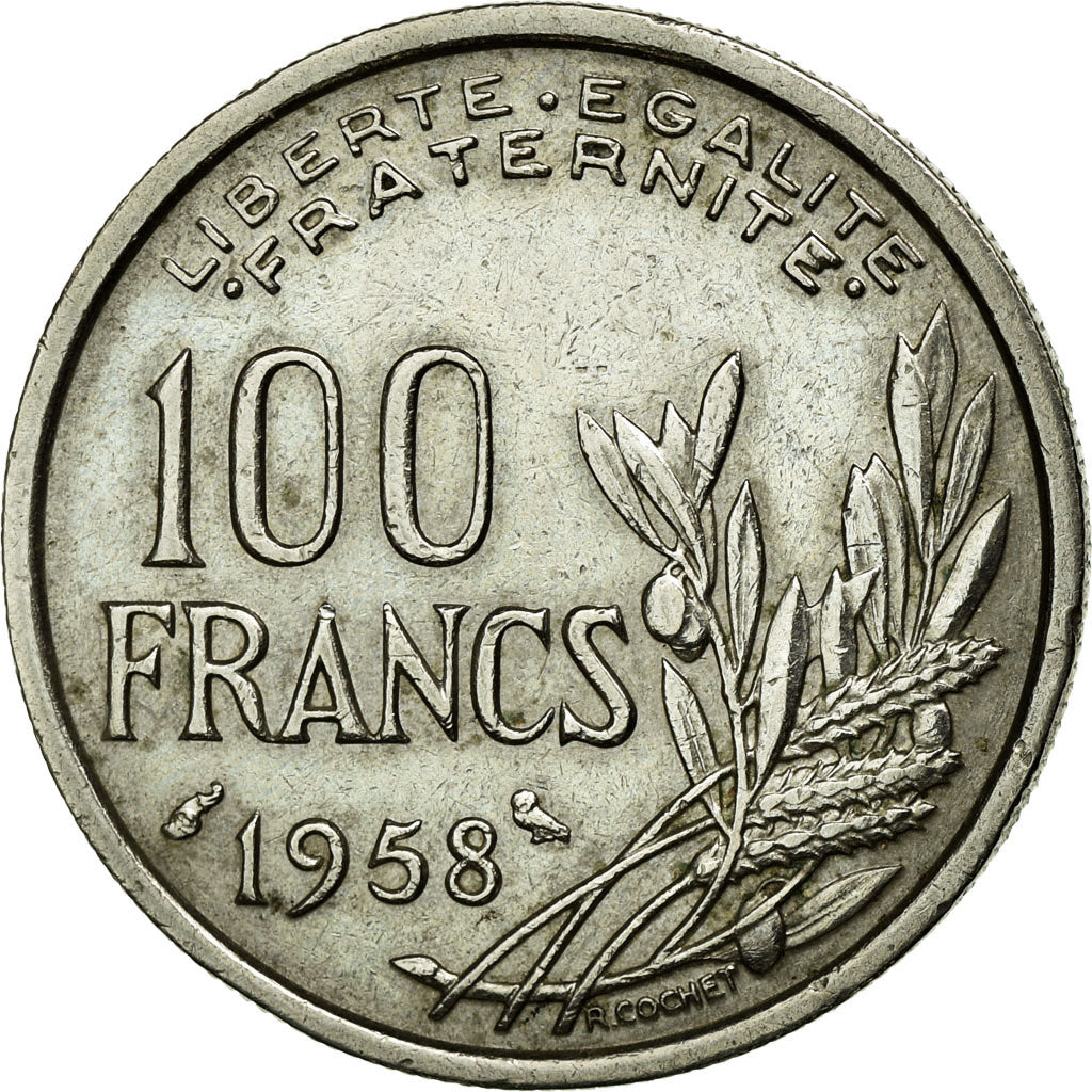 Moneta, Francia, Cochet, 100 Francs, 1958, BB, Rame-nichel, Gadoury:897