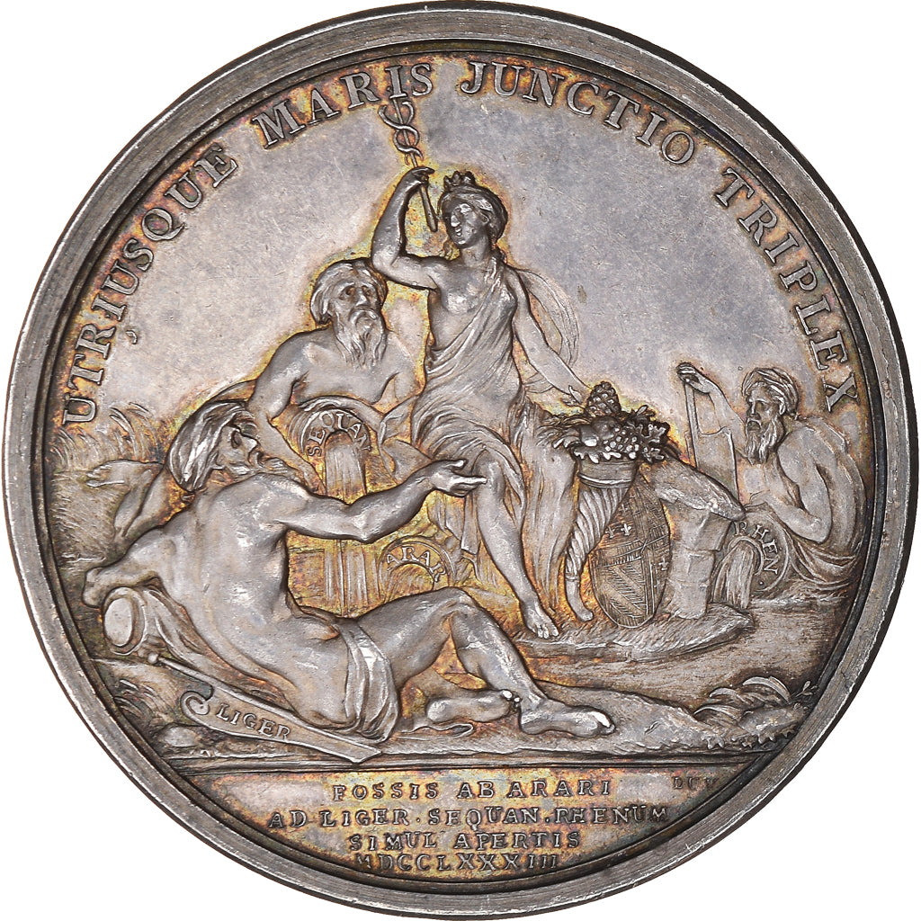 Francja, medal, Louis XVI, Canal du Centre, Historia, 1783, Duvivier, MS(60-62)