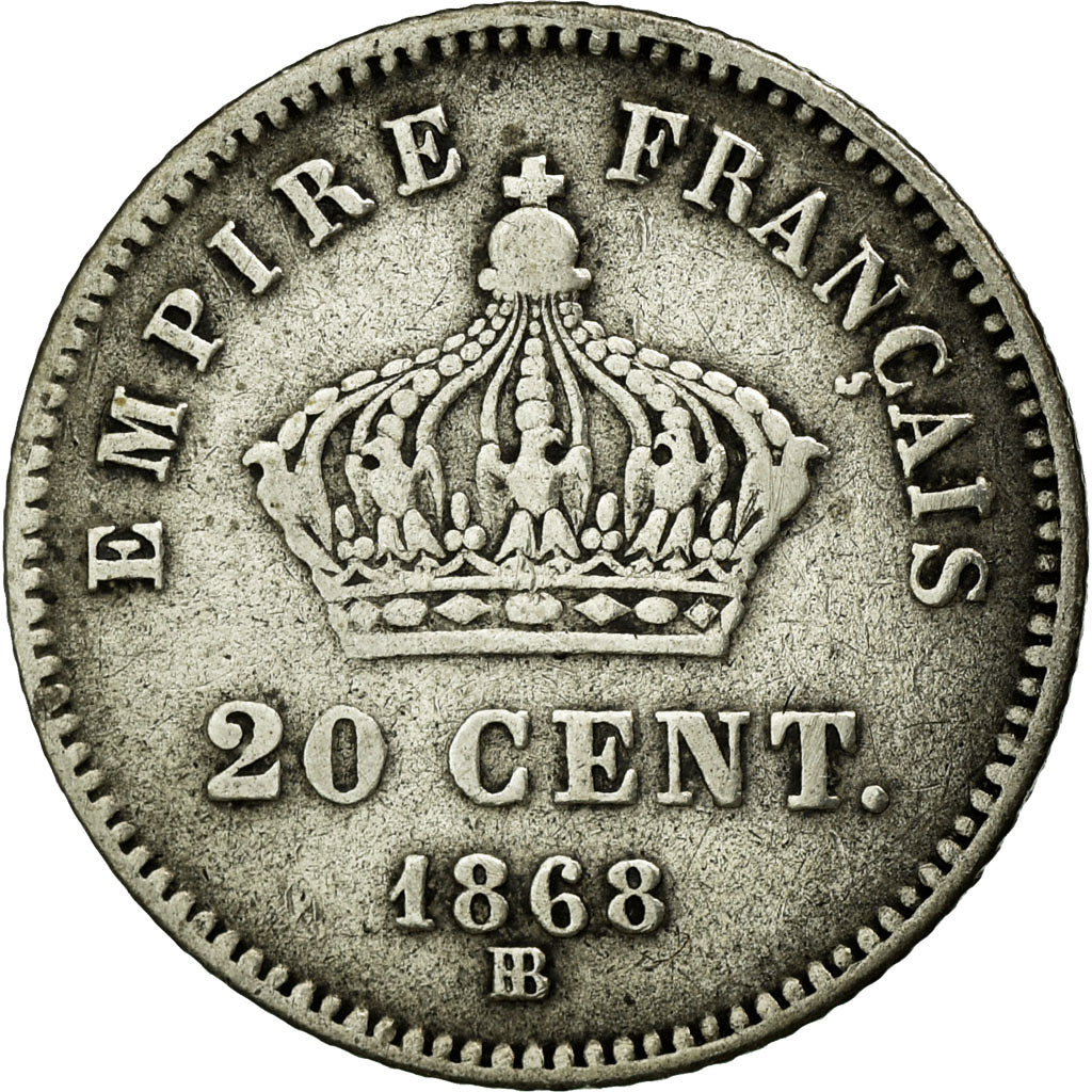 Coin, France, Napoleon III, Napoléon III, 20 Centimes, 1868, Strasbourg
