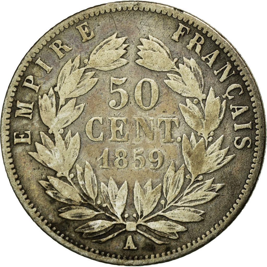 Munten, Frankrijk, Napoleon III, Napoléon III, 50 Centimes, 1859, Paris, FR