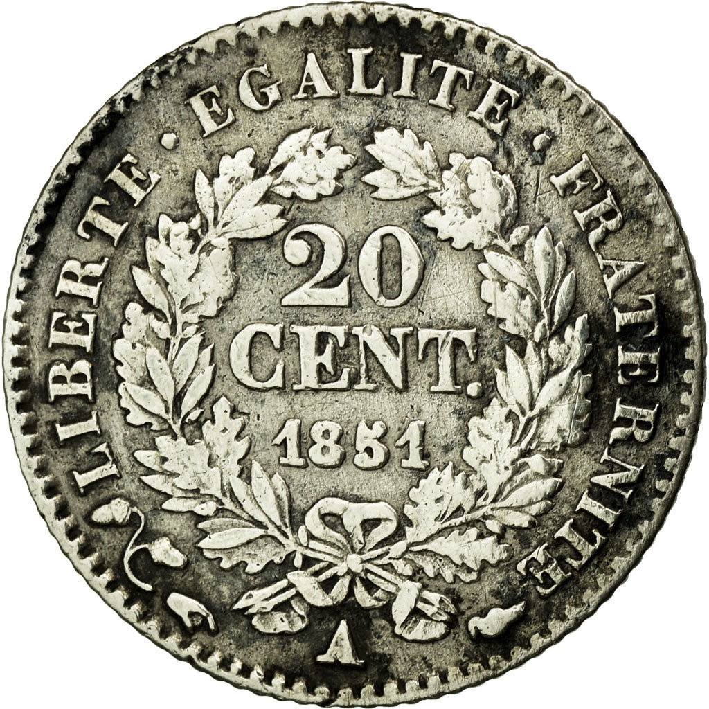 Coin, France, Cérès, 20 Centimes, 1851, Paris, VF(20-25), Silver, Gadoury:303