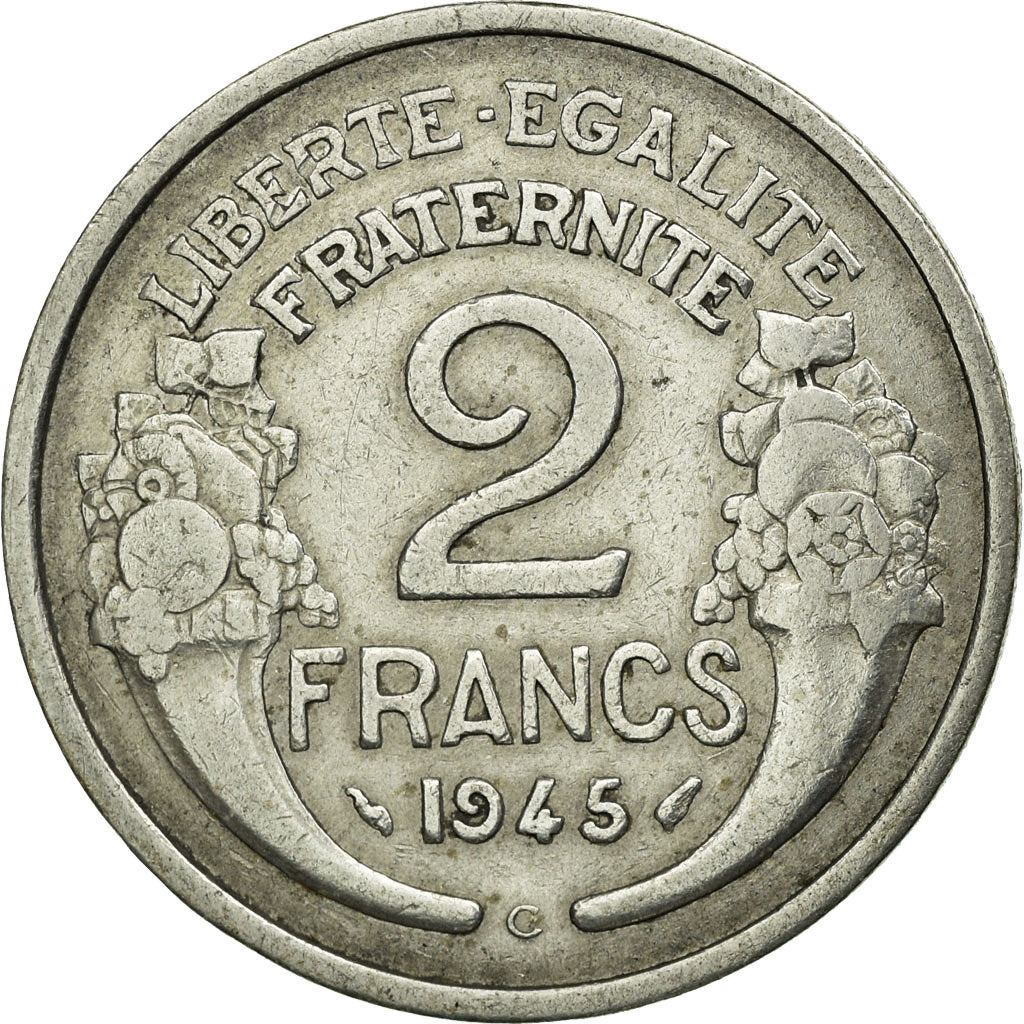 Coin, France, Morlon, 2 Francs, 1945, Castelsarrasin, VF(30-35), Aluminum