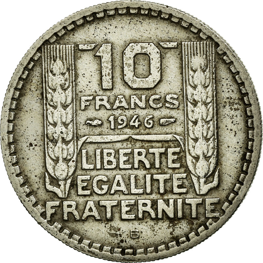 Moneta, Francia, Turin, 10 Francs, 1946, Beaumont le Roger, BB, Rame-nichel