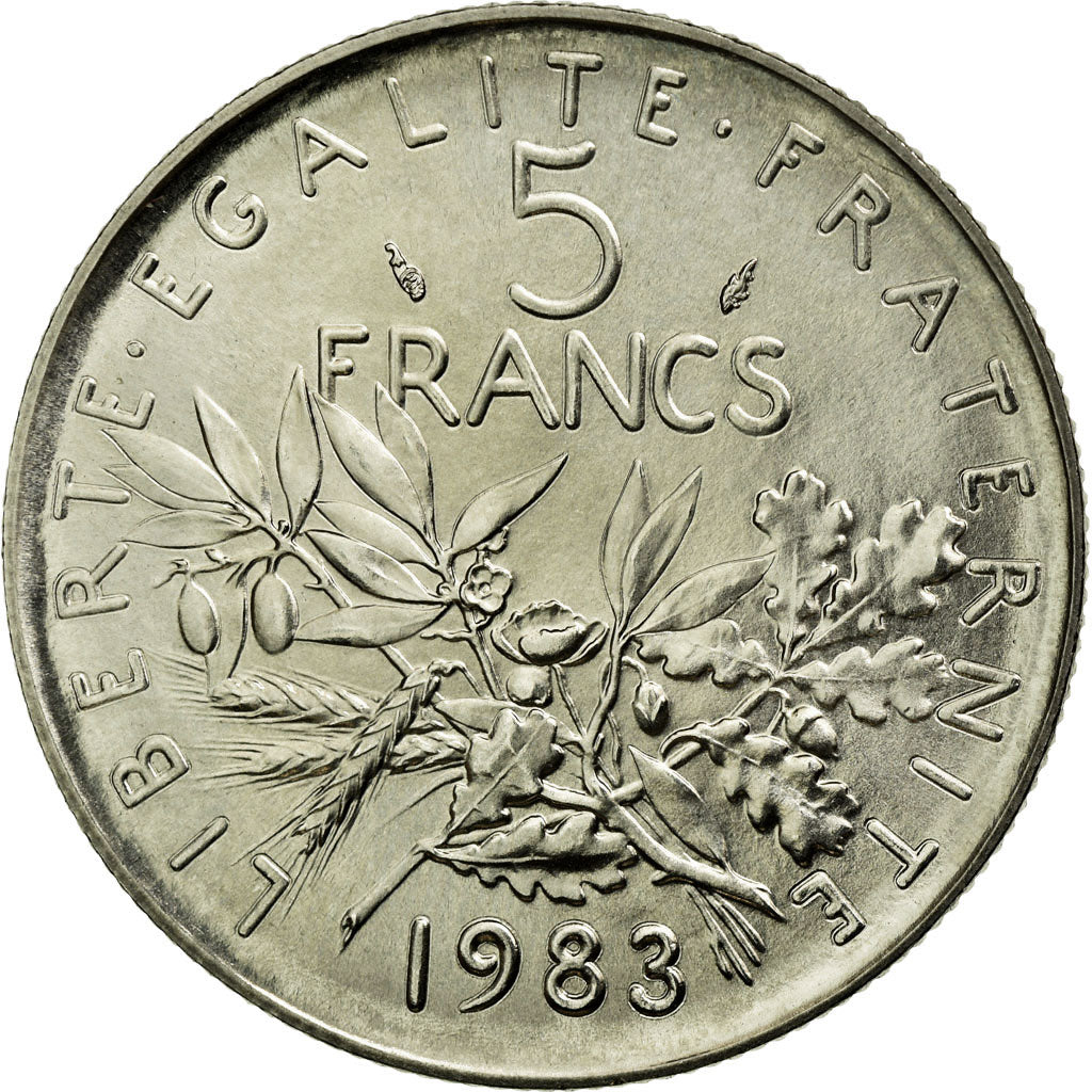 Coin, France, Semeuse, 5 Francs, 1983, MS(65-70), Nickel Clad Copper-Nickel