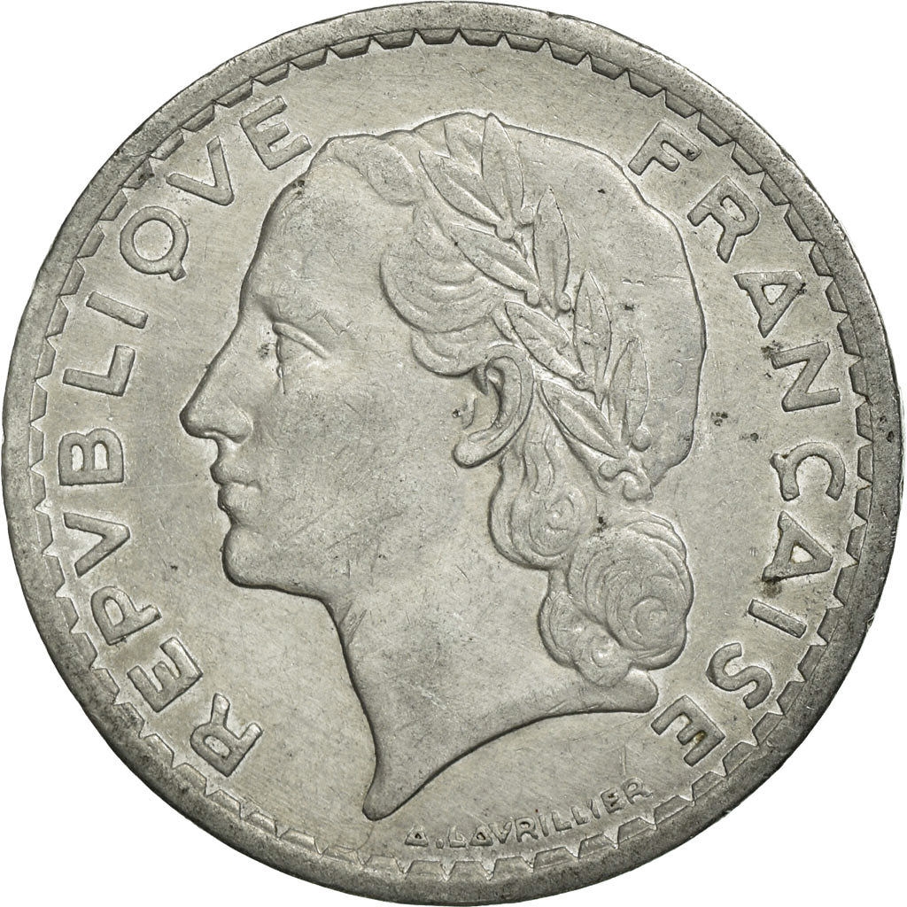 Moneda, Francia, Lavrillier, 5 Francs, 1946, Castelsarrasin, MBC, Aluminio