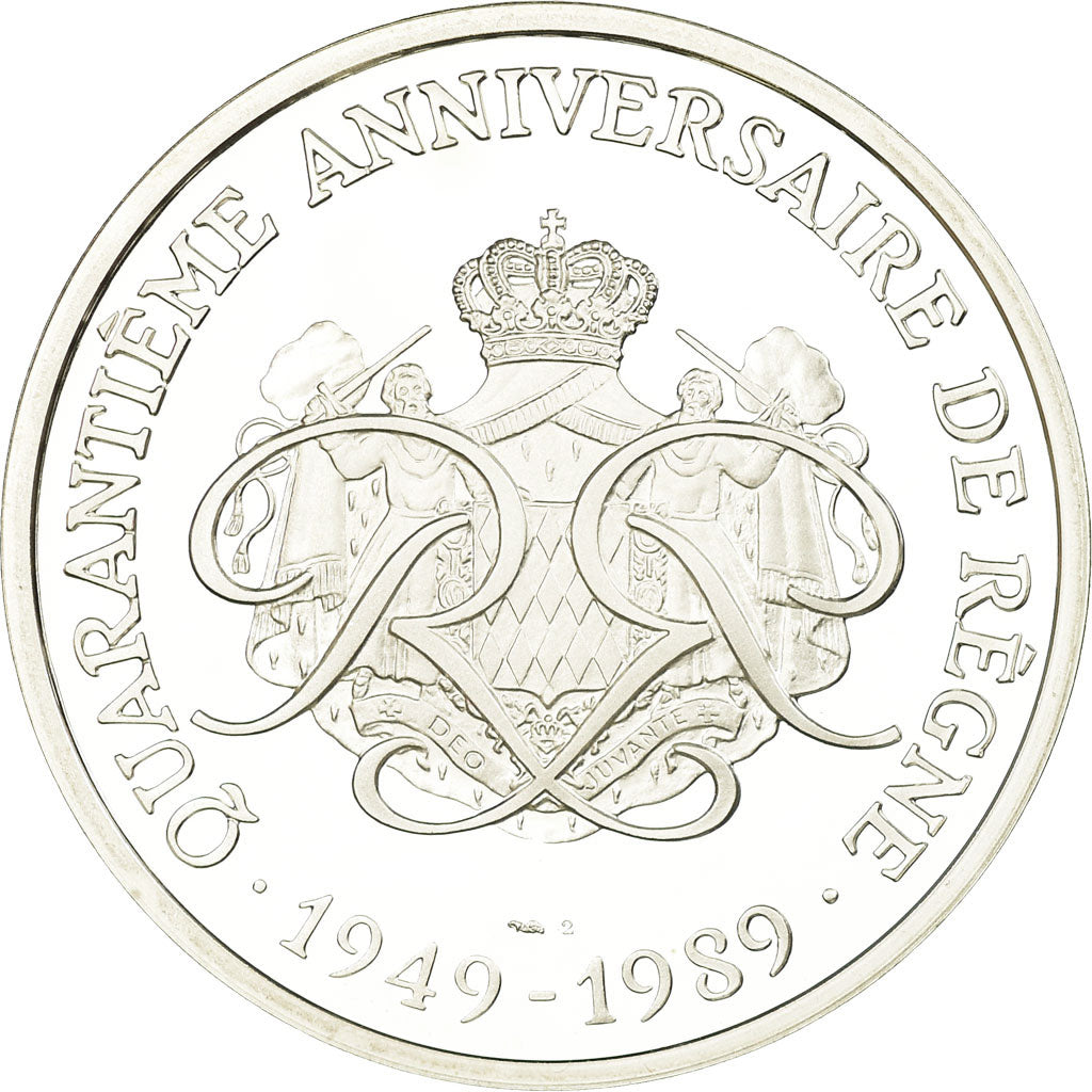 Monaco, Médaille, 40 ème Anniversaire de Rainier III, 1989, FDC, Argent