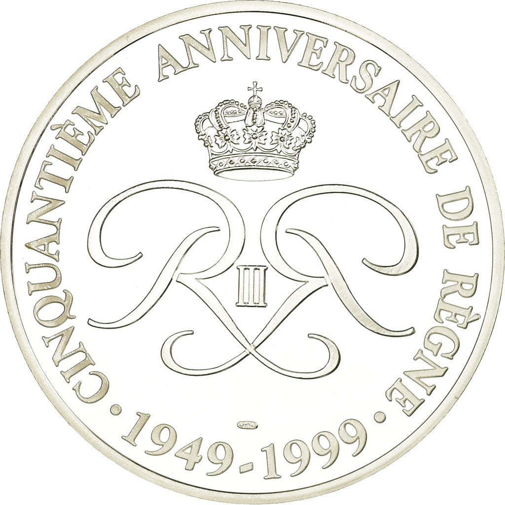 Monaco, medaglia, 50ème Anniversaire de Rainier III, 1999, FDC, Argento