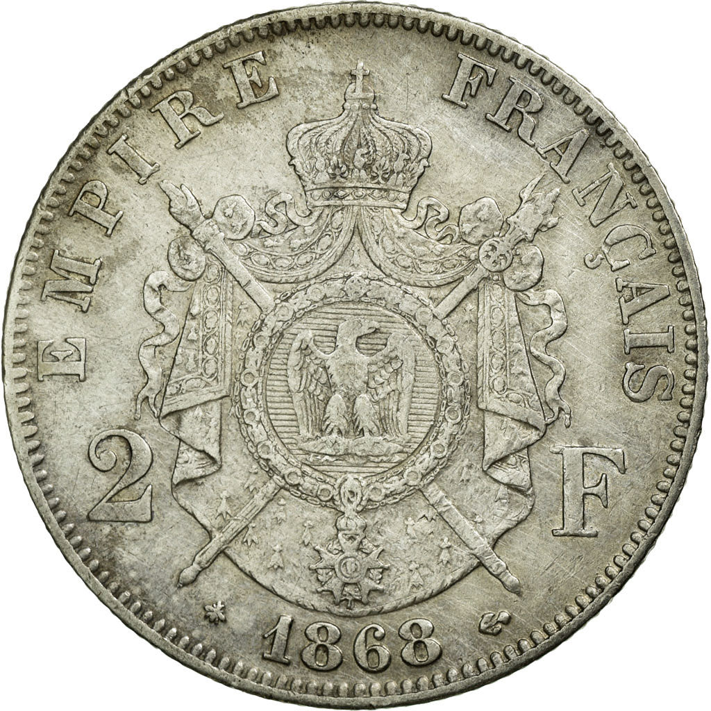 Monnaie, France, Napoleon III, Napoléon III, 2 Francs, 1868, Paris, TTB+