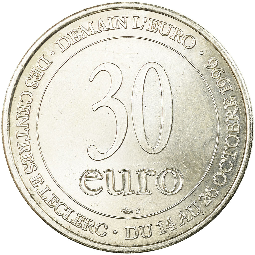Francja, Medal, 30 Euro, Centres Leclerc, Biznes i przemysł, 1996, MS(63)