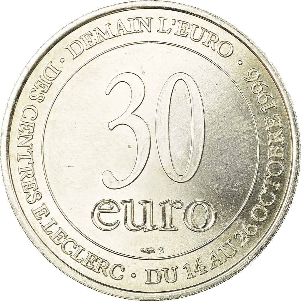 Francja, Medal, 30 Euro, Centres Leclerc, Biznes i przemysł, 1996, MS(63)