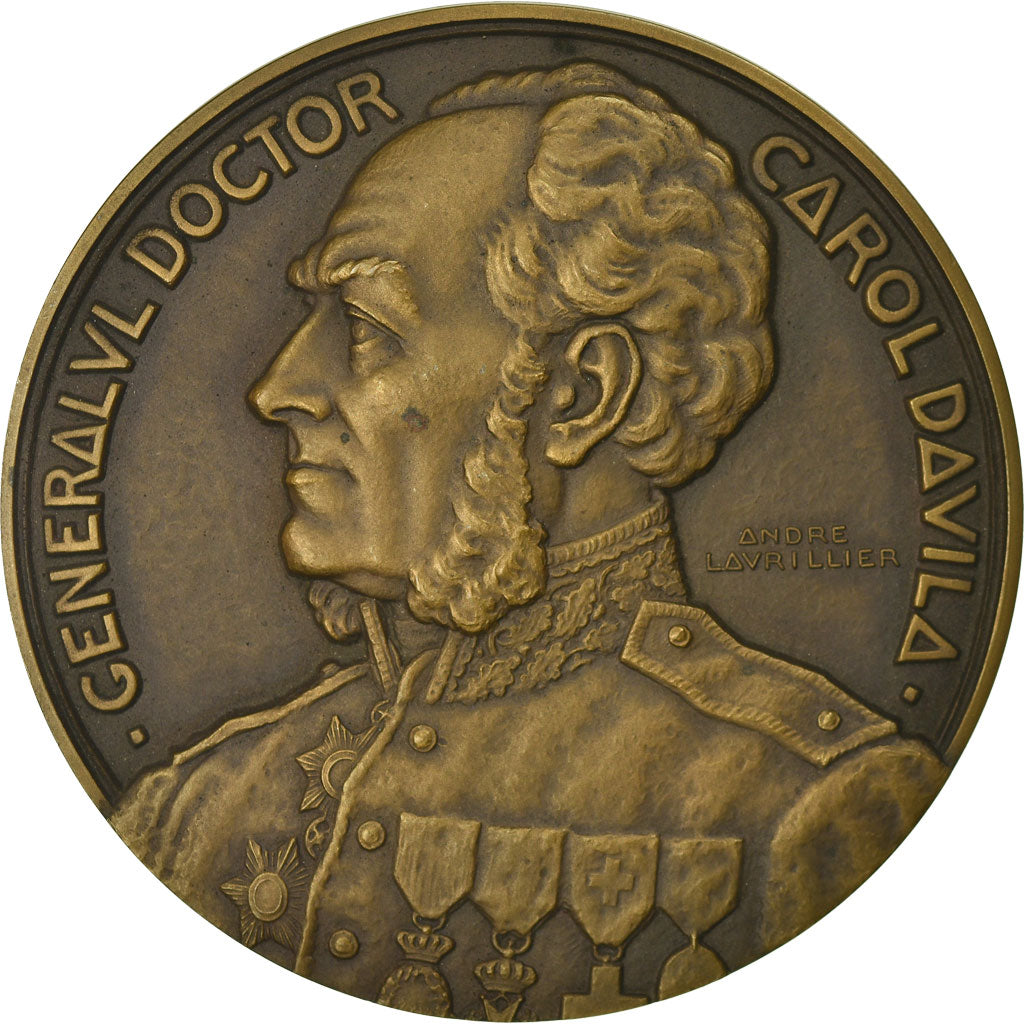 Romania, Medal, Général Docteur Davila, Epreuve d'Auteur, Medicine, 1928