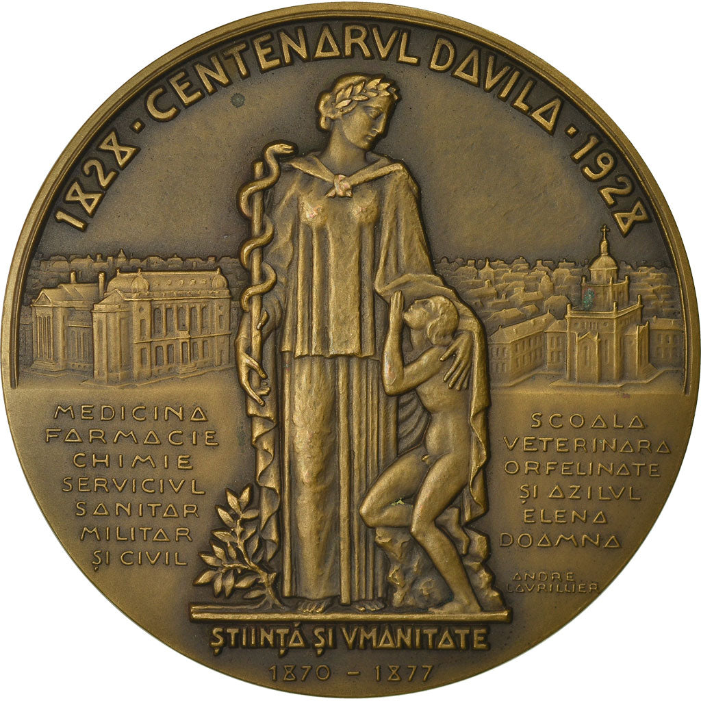Romania, Medal, Général Docteur Davila, Epreuve d'Auteur, Medicine, 1928
