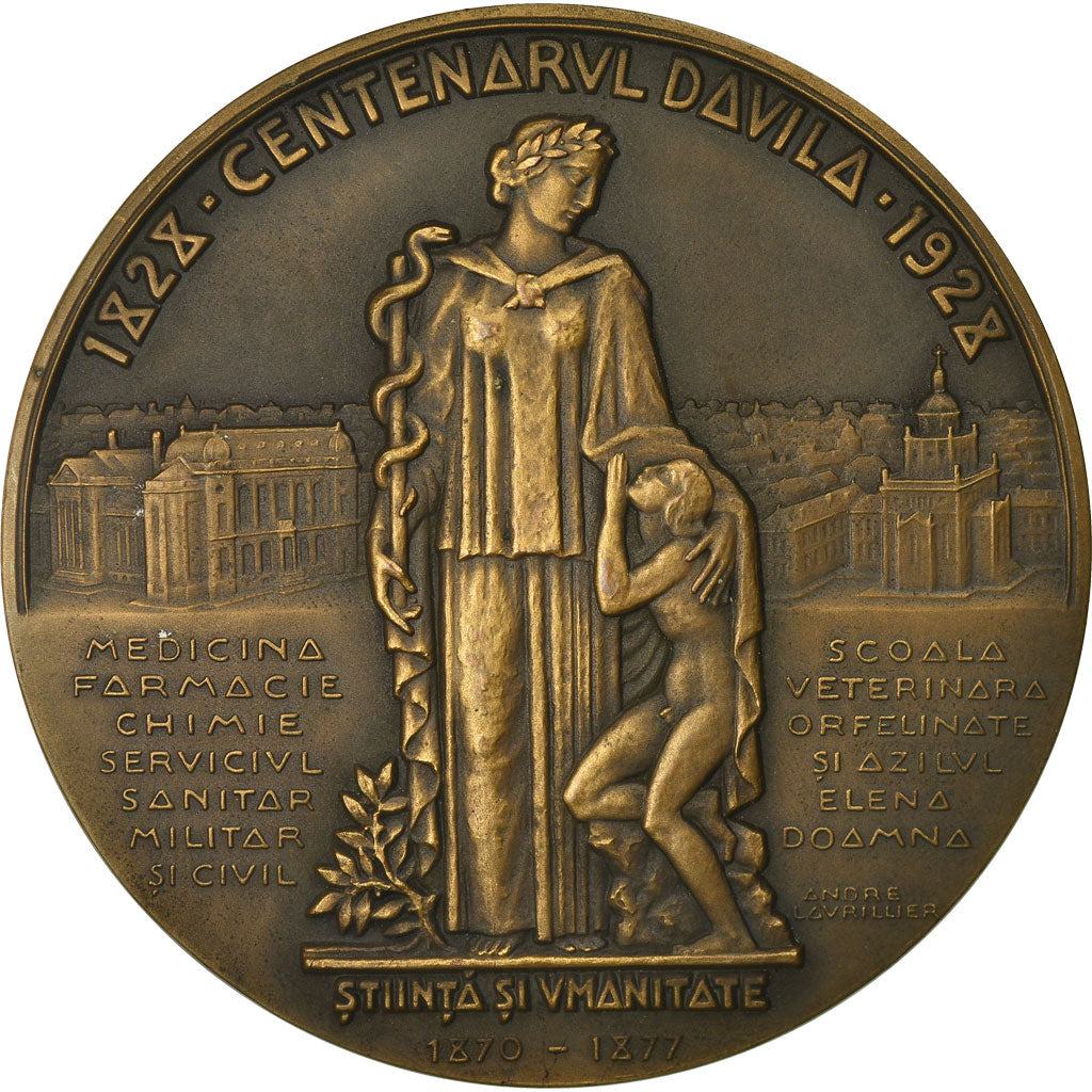 Romania, Medal, Général Docteur Davila, Epreuve d'Auteur, Medicine, 1928