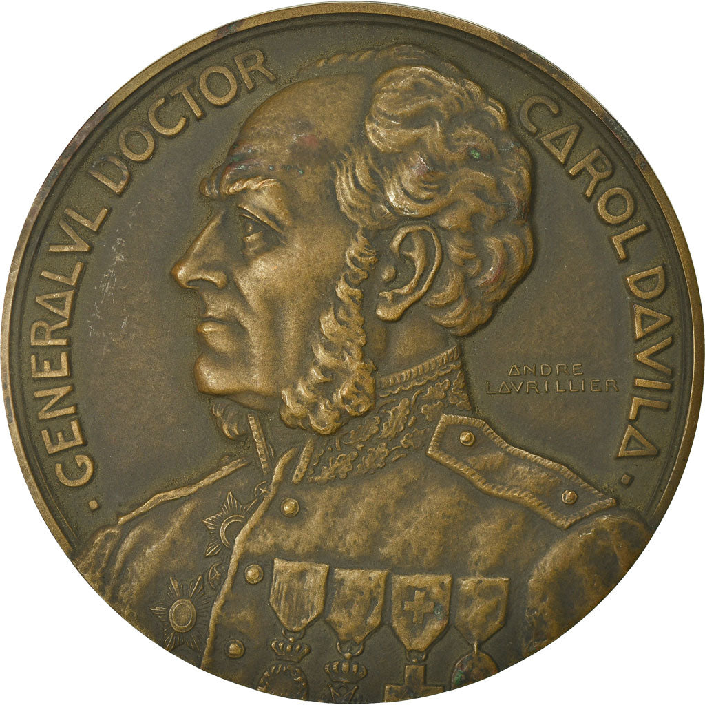 Roemenië, Medaille, Général Docteur Davila, Epreuve d'Auteur, Medicine, 1928
