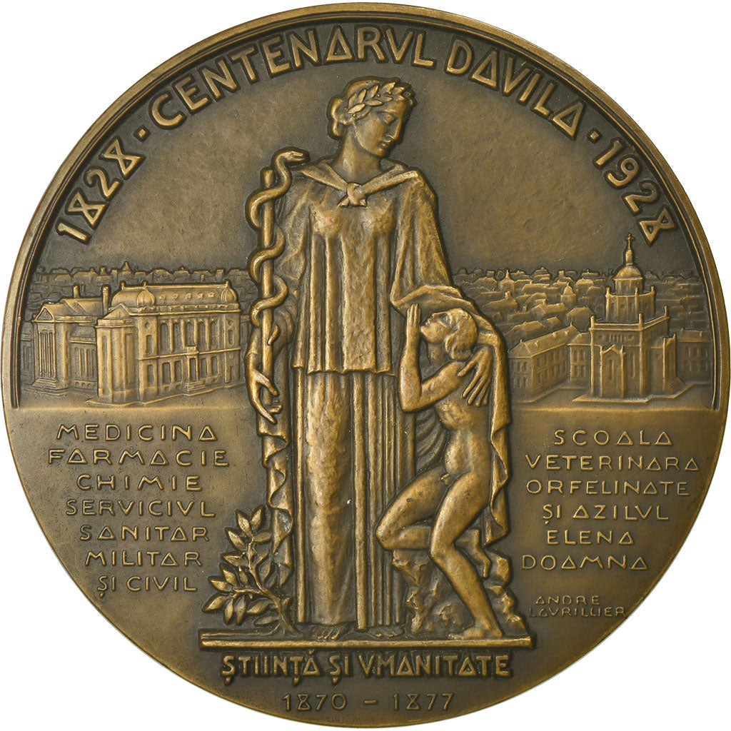 Romania, medaglia, Général Docteur Davila, Epreuve d'Auteur, Medicine, 1928