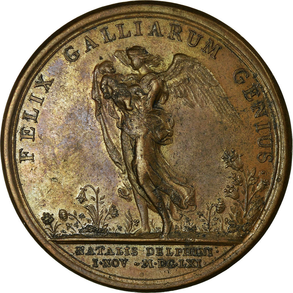 Francja, medal, Ludwik XIV, Naissance du Dauphin, 1661, Brązowy, Mauger