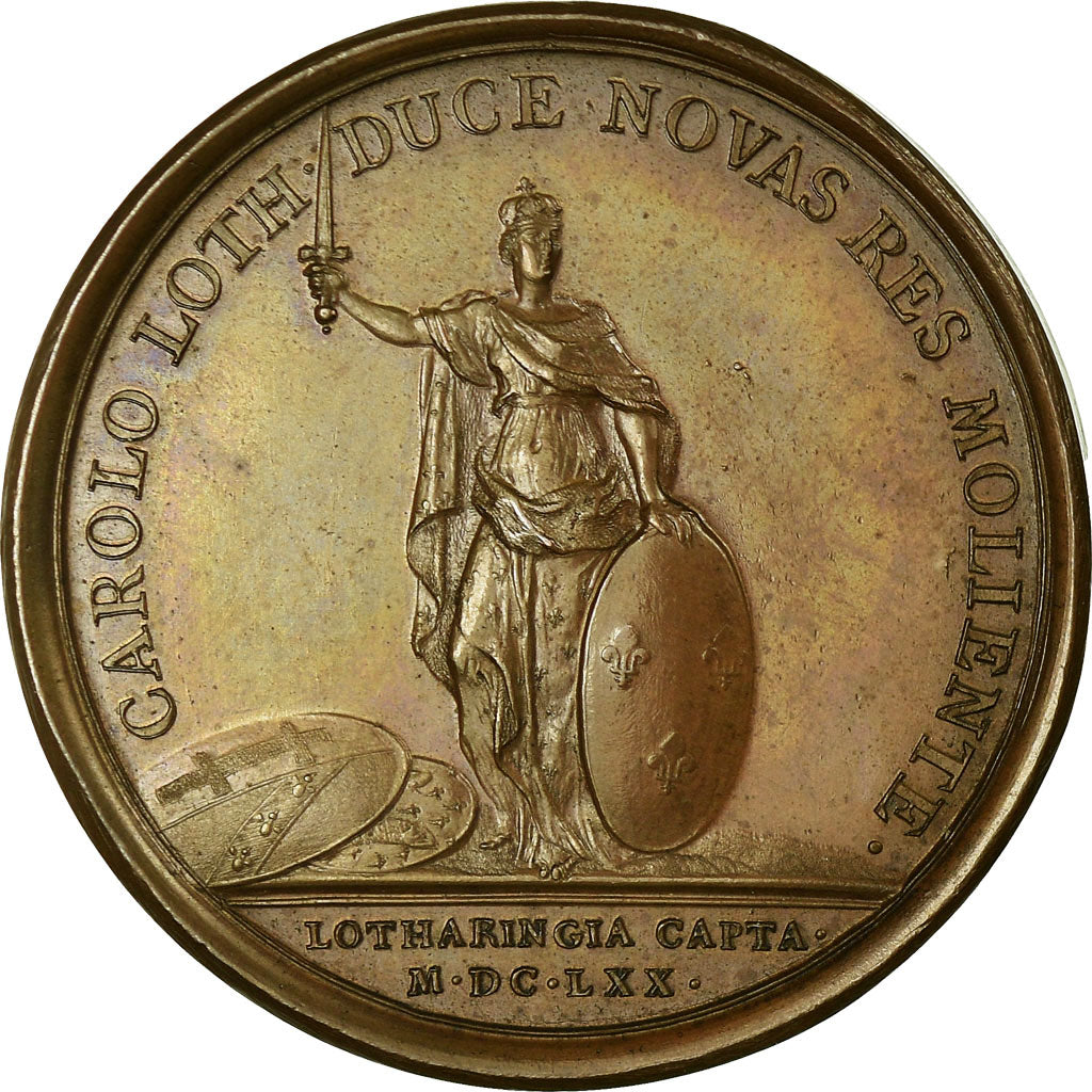 França, medalha, Luís XIV, Conquête de la Lorraine, 1670, Cobre, Mauger